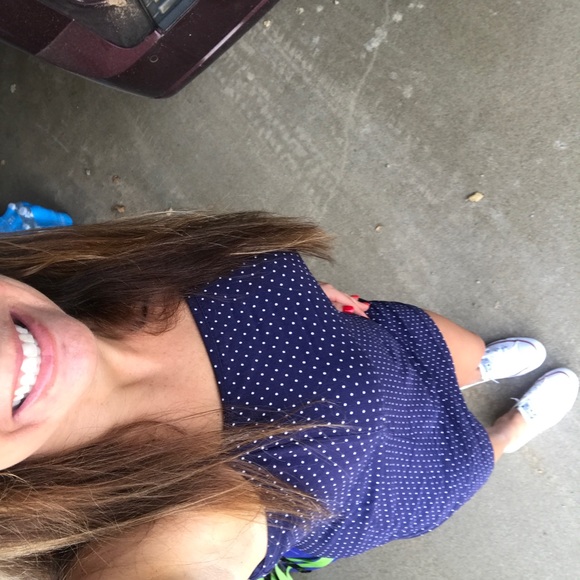 Forever 21 blue with white polka dot mini dress - Picture 3 of 10